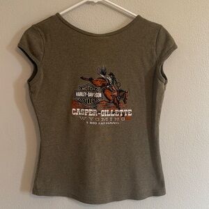 Vintage Y2K Harley Davidson Wyoming Cowboy Shirt